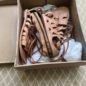 Tan Lace-Up Gladiator Free People Sandals